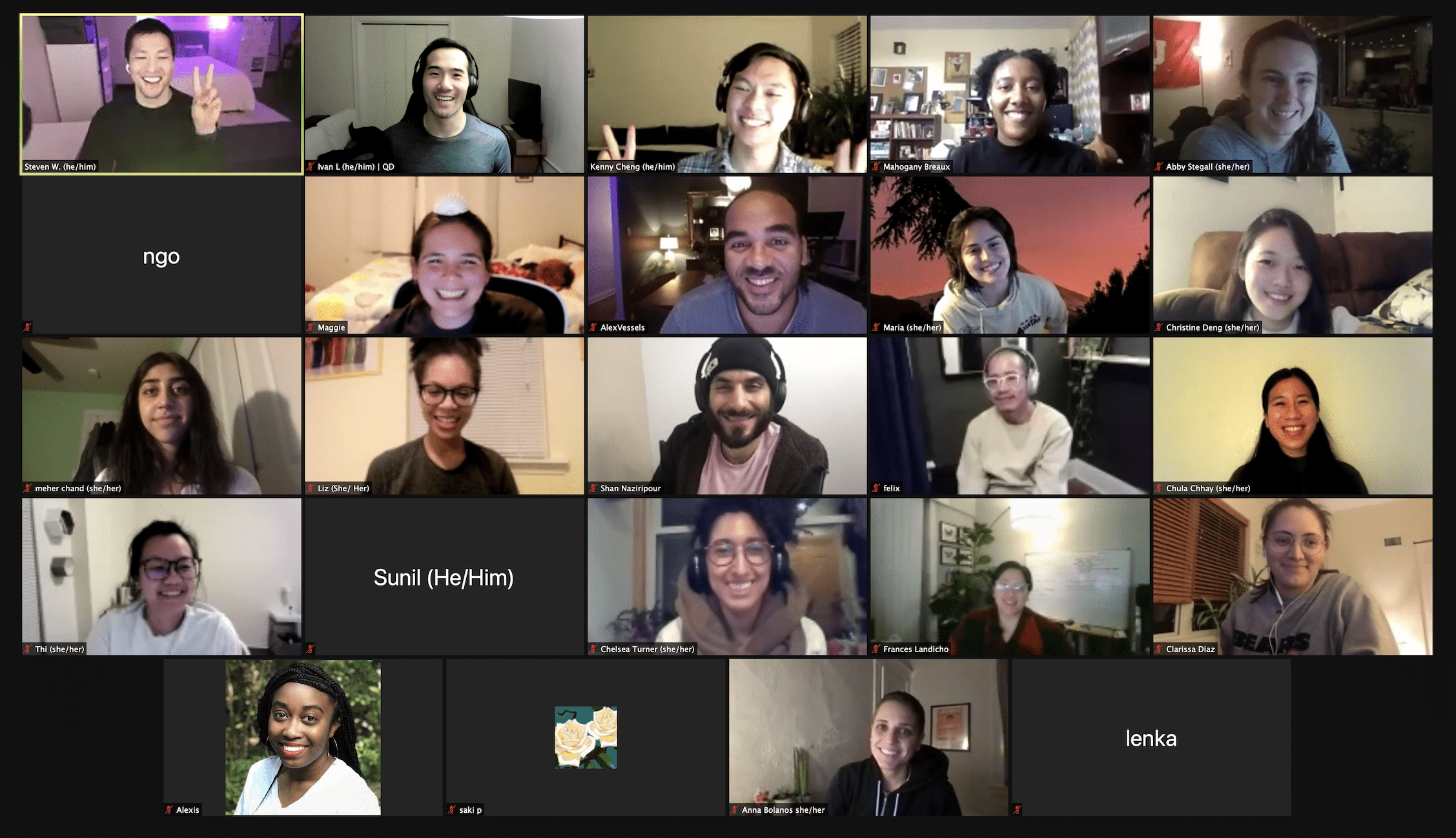 Grid of 24 people in a video call.